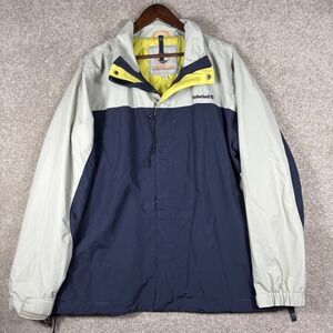 Timberland Outdoor Performance Jacket Mens Large Navy Grey Yellow Colorblock L